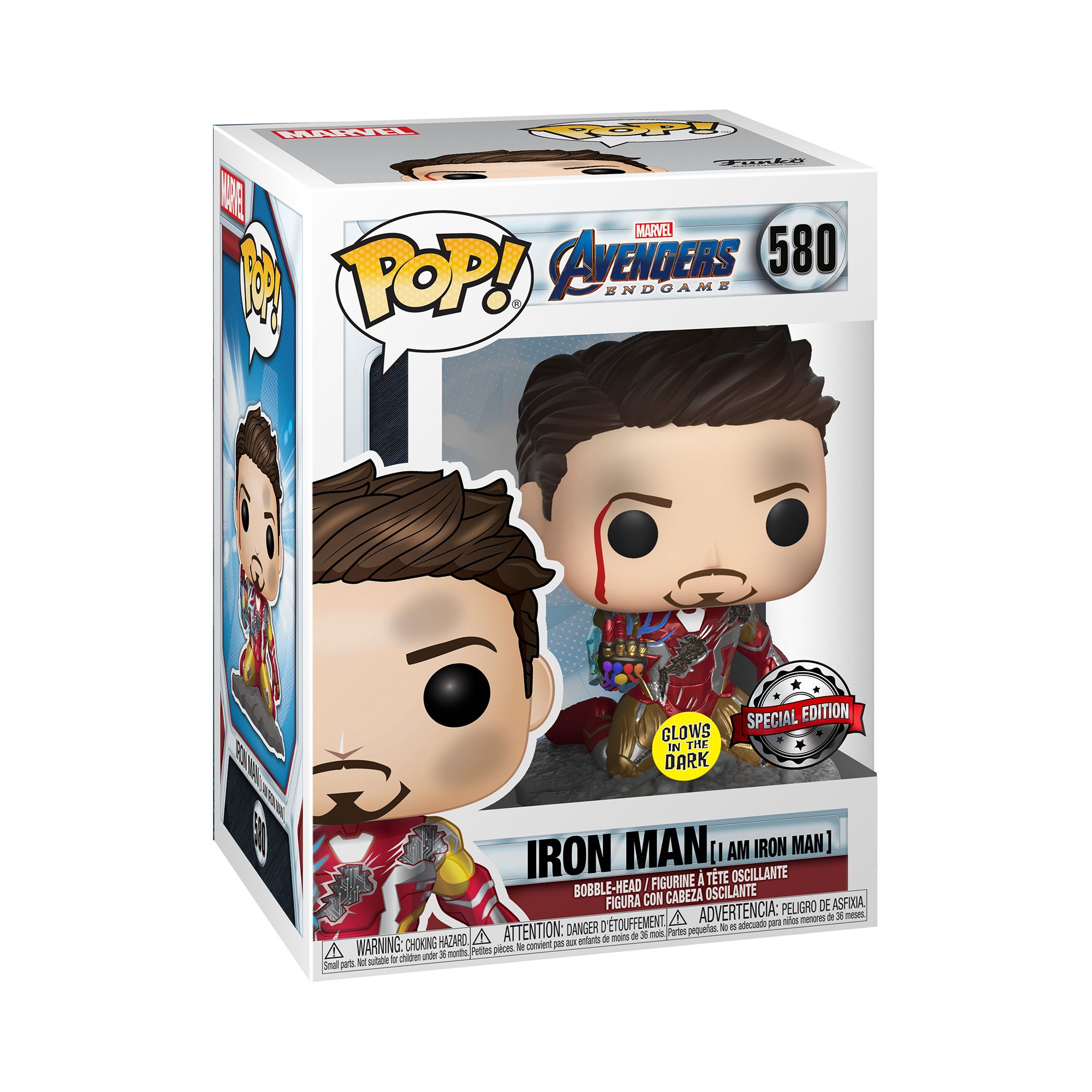 In-box look at the exclusive glow-in-the-dark Pop! Iron Man (I Am Iron Man).
